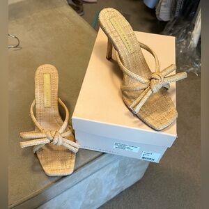 Loeffler Randall Natural Bow Heeled Sandal size 8